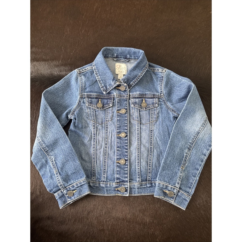 Est. 1989 Place Denim Jean Jacket Girl's Size Medium 7/8 Button Up Pockets